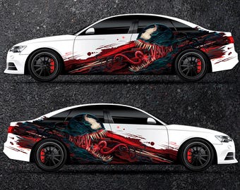 Venom Jaws Car Side Wrap Full Color Graphics Vinyl Livery Decal Antihero Sticker fit any car