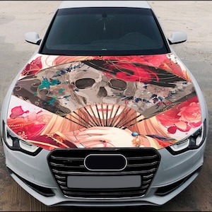 Anime Girl Car Hood Wrap Full Color Vinyl Decal Geisha Sticker