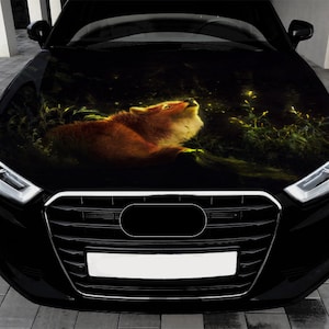 Car Hood Wrap Fox in the Forest Full Color Vinyl Decal Wild Animal Sticker #3
