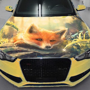 Car Hood Wrap Fox in the Forest Full Color Vinyl Decal Wild Animal Sticker #2