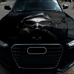 Skull Car Hood Wrap Full Color Vinyl Decal Gas Mask Sticker