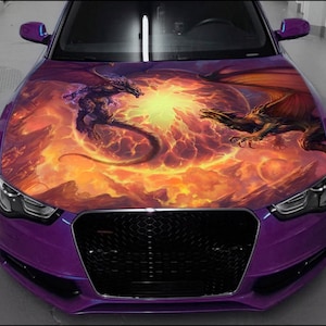 Dragon Car Hood Wrap Full Color Vinyl Decal Fire Flame Sticker #2