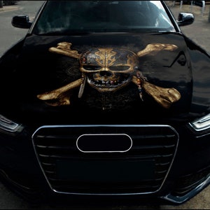 Skull & Bones Car Hood Wrap Full Color Vinyl Decal Pirate Sticker