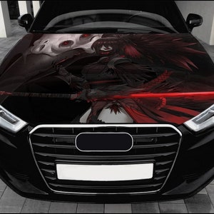 Anime Girl Car Hood Wrap Full Color Vinyl Decal Manga Warrior Sticker