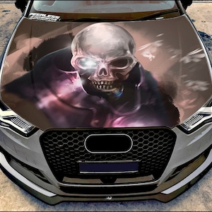 Skull Car Hood Wrap Full Color Vinyl Decal Skeleton Sticker #2
