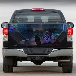 Tailgate Vinyl Wrap Full Color Graphics Decal Anime Girl in Spaceship Trunk Sticker