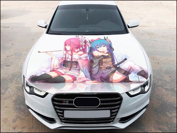 Sexy Anime Girl Itasha Car Hood Wrap Vinyl Decal – Favor Graphics