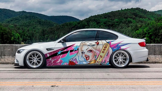 Harley Quinn Car Wrap: Full Color Graphics, Vinyl Decal