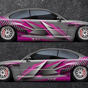 Racing Stripes Car Side Wrap Full Color Graphics Vinyl Livery Decal Arrows Sticker fit any car