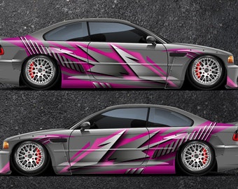 Racing Stripes Car Side Wrap Full Color Graphics Vinyl Livery Decal Arrows Sticker fit any car