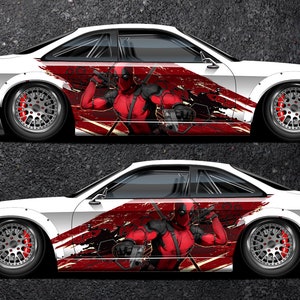Deadpool Car Side Wrap Full Color Graphics Vinyl Livery Decal Antihero Sticker fit any car