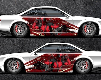Deadpool Car Side Wrap Full Color Graphics Vinyl Livery Decal Antihero Sticker fit any car