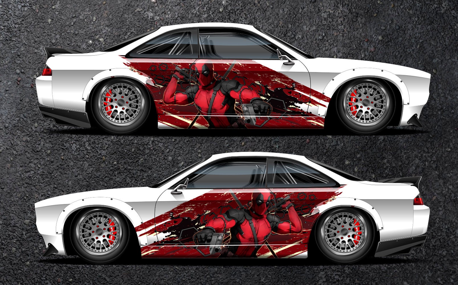 Deadpool Car Side Wrap Full Color Graphics Vinyl Livery Decal