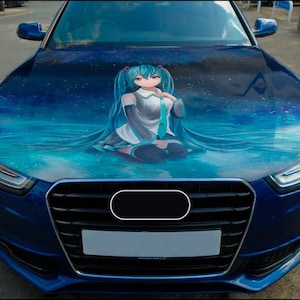 Anime Girl Car Hood Wrap Full Color Vinyl Decal Singer Sticker #2