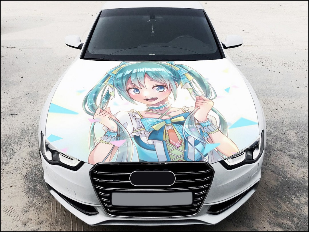 Anime Girl Car Hood Wrap Full Color Vinyl Decal Manga Sticker Etsy