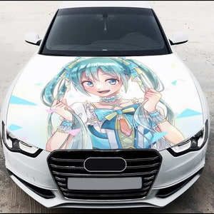Anime Girl Car Hood Wrap Full Color Vinyl Decal Manga Sticker