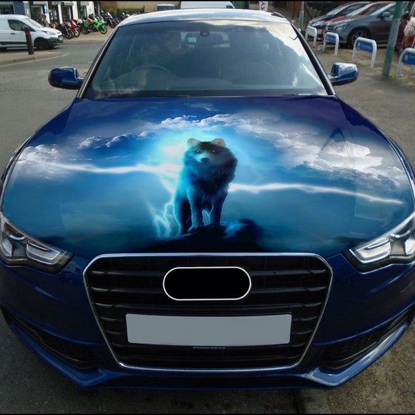 Wolf Car Hood Wrap Full Color Vinyl Decal Predator Sticker #3