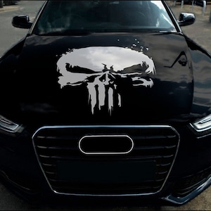 Punisher Car Hood Wrap Full Color Vinyl Decal Skull Sticker