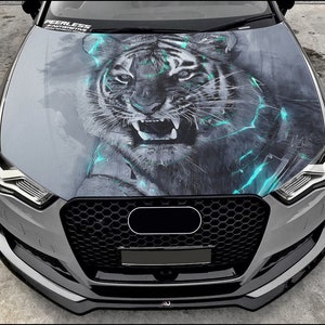 Tiger Car Hood Wrap Full Color Vinyl Decal Predator Sticker #2