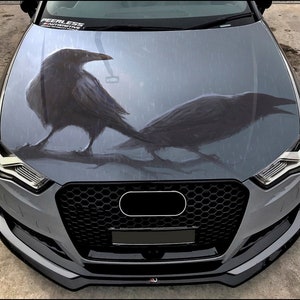 Raven Car Hood Wrap Full Color Vinyl Decal Black Bird Sticker