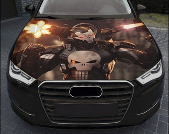 Calcomanía de vinilo a todo color para capó de coche de Punisher, calcomanía de calavera n.° 3