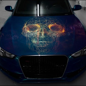 Skull Car Hood Wrap Full Color Vinyl Decal Skeleton Sticker #3