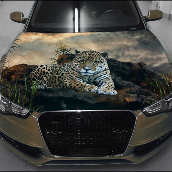 Jaguar Auto Hood Wrap Vollfarb Vinyl Aufkleber Wild Cat Sticker