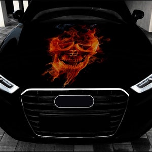 Fire Skull Car Hood Wrap Full Color Vinyl Decal Death Sticker