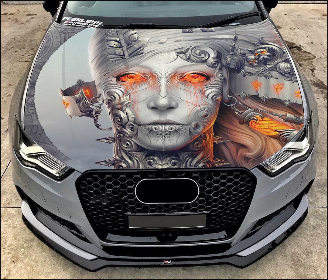 Woman Car Hood Wrap Full Color Vinyl Decal Abstract Art Sticker Etsy