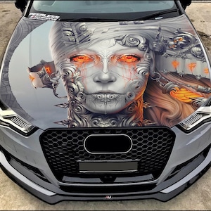 Autocollant de capot de voiture femme autocollant en vinyle couleur autocollant Art abstrait