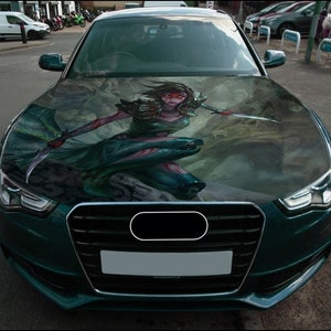 Women Warrior Car Hood Wrap Full Color Vinyl Decal Fantasy Sticker