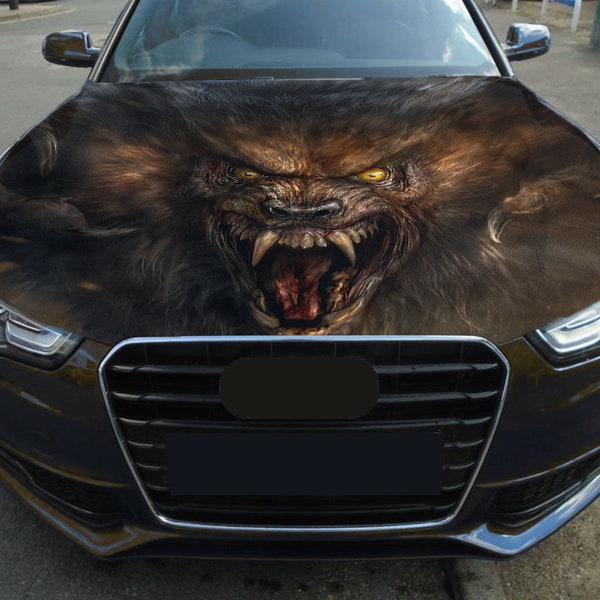 Car Hood Wrap Werewolf  Full Color Vinyl Decal Fantasy Wolf Bonnet Sticker #2