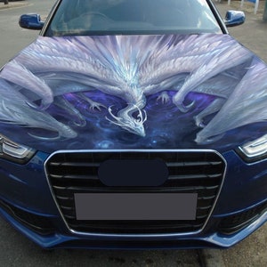 Blue Dragon Car Hood Wrap Full Color Vinyl Decal Fantasy Sticker #8