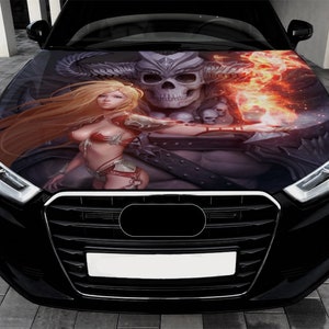 Car Hood Wrap Warlock Girl Full Color Vinyl Decal Sexy Woman Bonnet Sticker