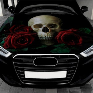Skull Car Hood Wrap Full Color Vinyl Decal Skeleton Sticker #8