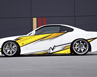 Lightning Car Side Wrap, Full Color Racing Livery Decal