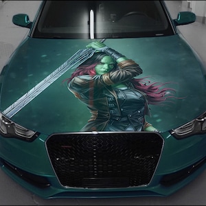 Gamora Car Hood Wrap Full Color Vinyl Decal Guardians of The Galaxy Sticker
