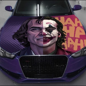 Calcomanía de vinilo a todo color para el capó del coche del Joker, pegatina de villano n.° 3