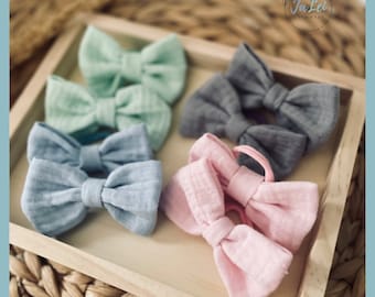 Bow hair ties made of muslin | Hair bow for girls | loop | Gift | Individually