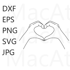 Ręka Serce svg słodkie ręce walentynki urocze kocham cię dxf eps