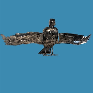 Handcrafted Eagle Sculpture, Philippine Eagle Metal Art, Nature-inspired Home Decoration