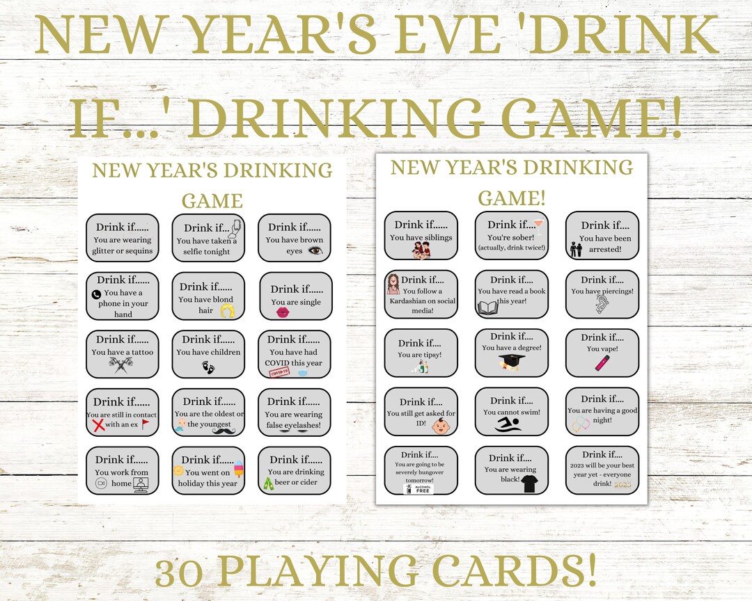 New Year's Eve Printable 'drink If...' Drinking Game, 2023, New Year, New Year's Eve, Drinking