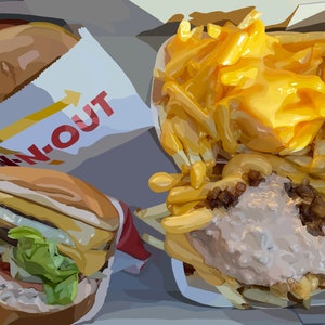 In-N-Out Digital Drawing, Burger Digital Drawing, In N Out Digital Print, French Fries Digital Print