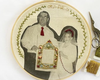 Personalisierte Jahrestagsgeschenk, Stickerei benutzerdefiniertes Foto, Jahrestag Fotostickerei, Hochzeitsfotostickerei, benutzerdefinierte Handstickereikunst