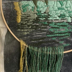 River Embroidery Hoop, Nature Wall Art, Landscape Stitch, Finished embroidery, Wall Art Decor, Housewarming present, Gift for Mom, Handmade image 3