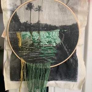 River Embroidery Hoop, Nature Wall Art, Landscape Stitch, Finished embroidery, Wall Art Decor, Housewarming present, Gift for Mom, Handmade image 2