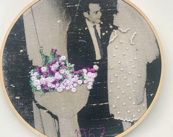 Personalized anniversary gift, Embroidery custom photo, Anniversary photo embroidery, Wedding photo embroidery, Custom hand embroidery art