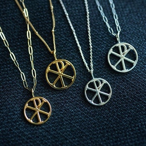 Christian Chi Rho 18mm Pendant & Necklace - Gold or Silver