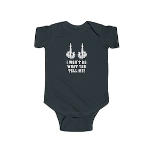 Eu não vou fazer o que você me diz Body infantil de jérsei fino macacão roupa esqueleto dedos médios