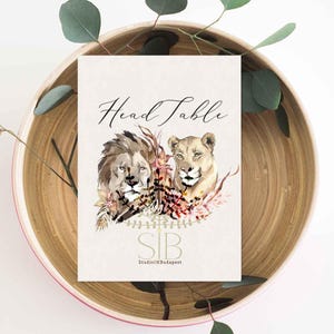 Safari animals table number cards, Online editable Jungle table number template set, Zoo wedding, African animals table sign, Savanna set